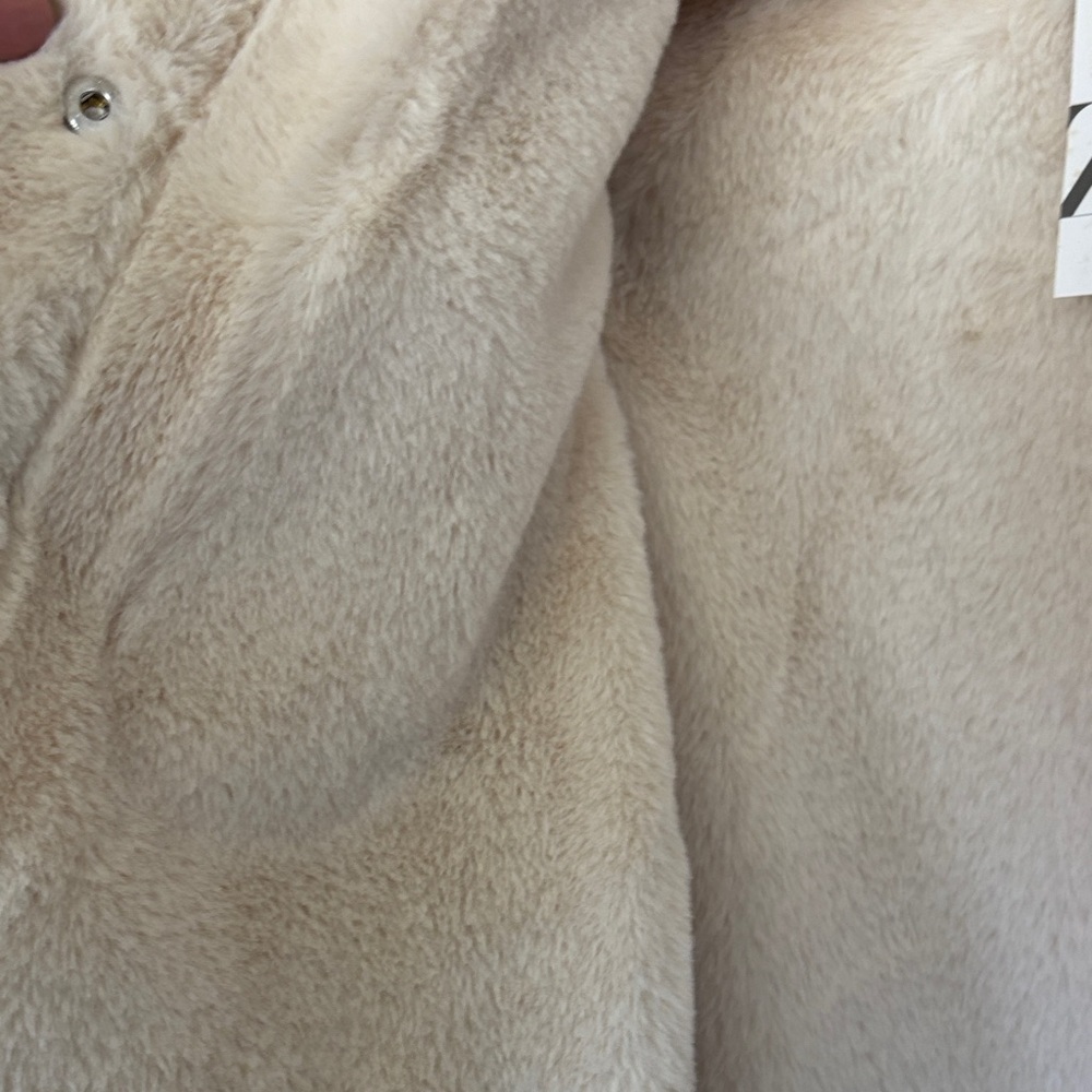 ZARA Cream Faux-Fur Lined Teddy Jacket - Picture 4 of 10